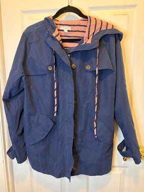 Blu Pepper Day to Day Rayon Pink and Navy Striped Jacket